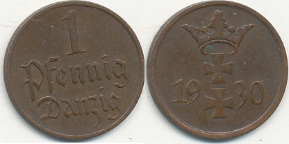 Danzig 1 Pfennig 1930 VF | MA-Shops