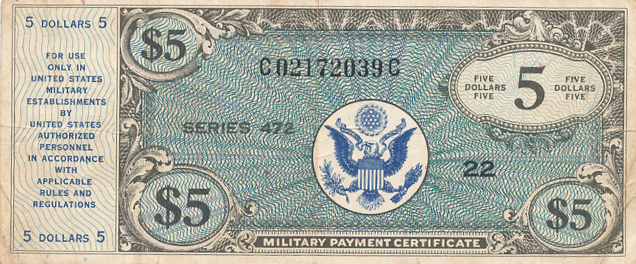 USA 5 Dollars 1948-1951 Military Payment Certificate Serie:472 VF 