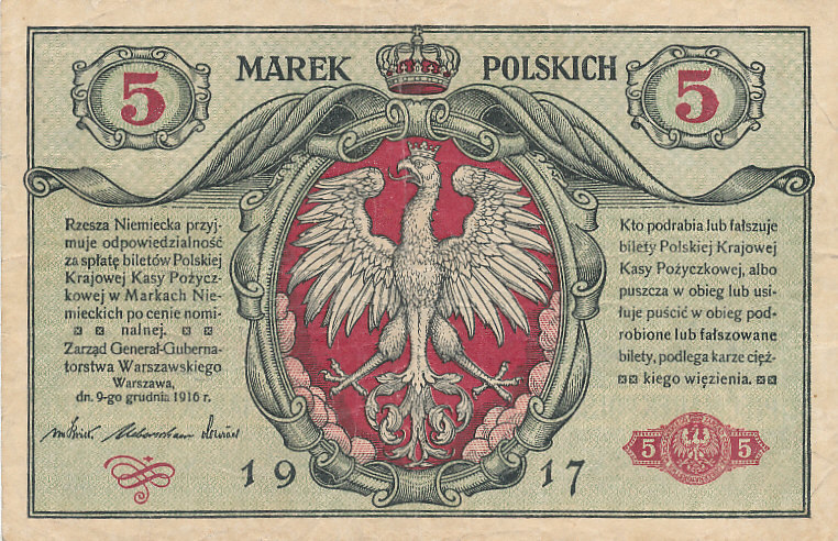 Deutsches Reich,Kaiserreich, 5 Marek 1916 Ro.452a Serie:A ...