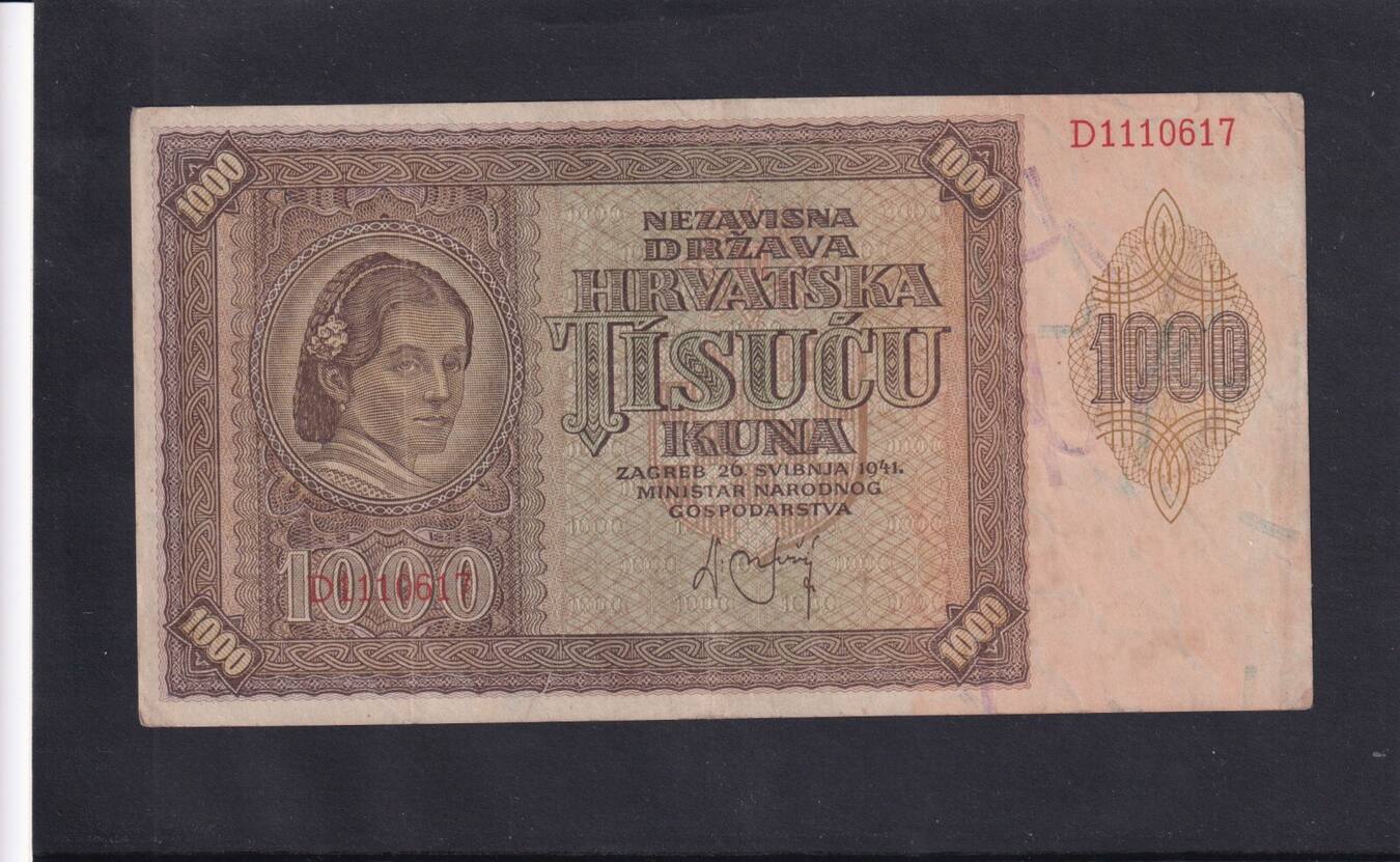 Kroatien 1000 Kuna 1941 VF+, | MA-Shops