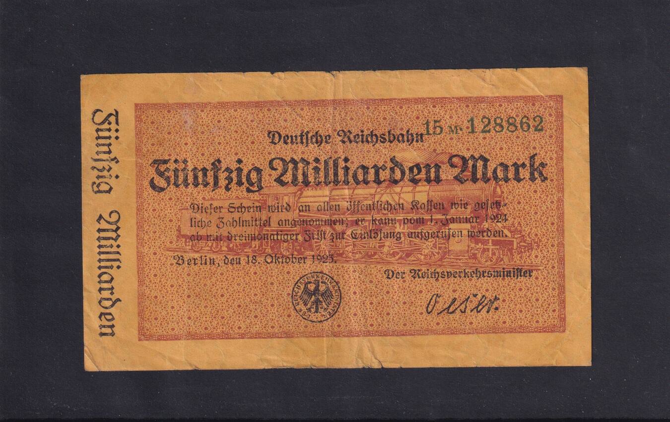 Weimarer Republik, Reichsbahn, 50 Milliarden Mark 1923 Berlin ...