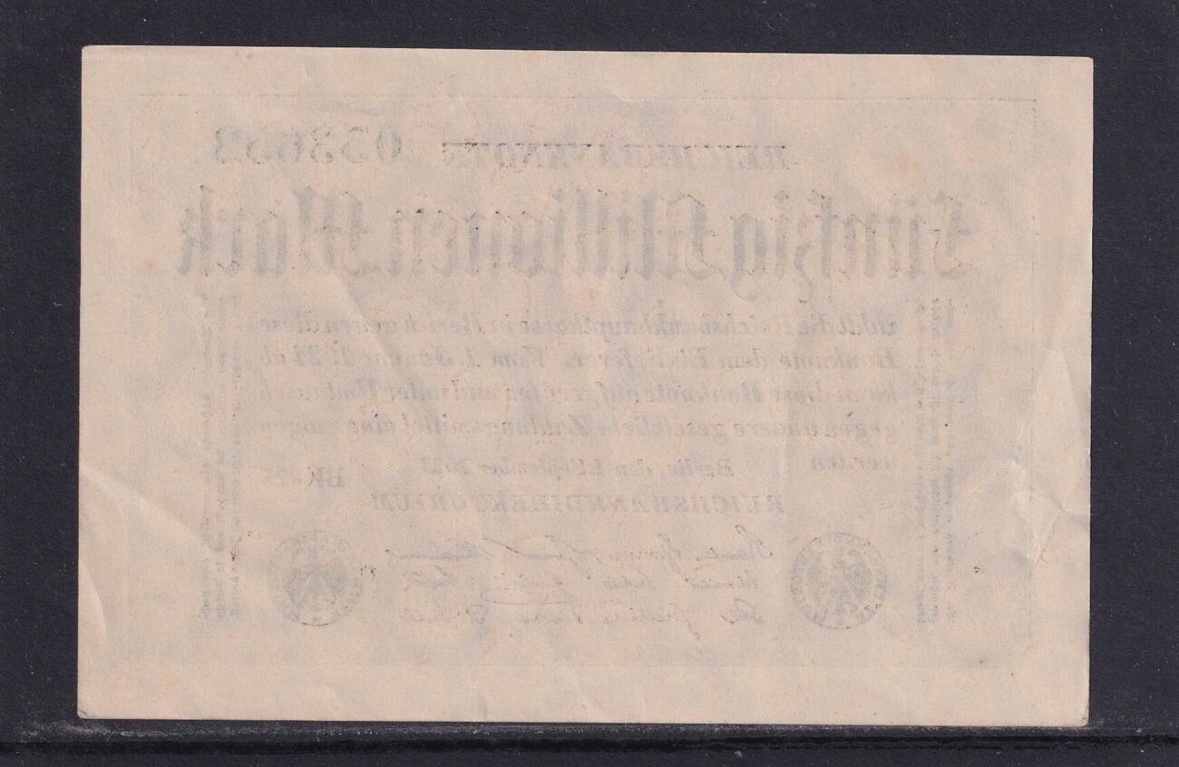 Weimarer Republik, Reichsbank, 50 Millionen Mark 1923 Ro.108h, DEU-123c ...