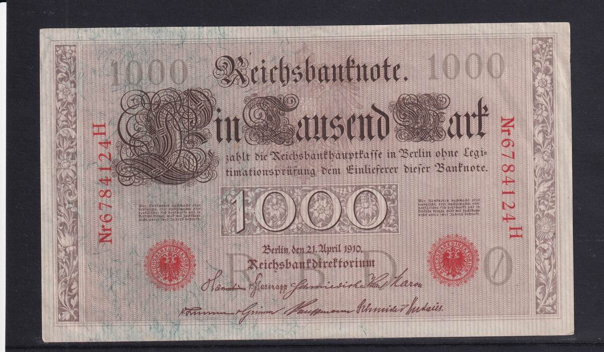 Deutsches Reich, Kaiserreich, 1000 Mark 1910 Ro.45c, Deu-40c, KN ...