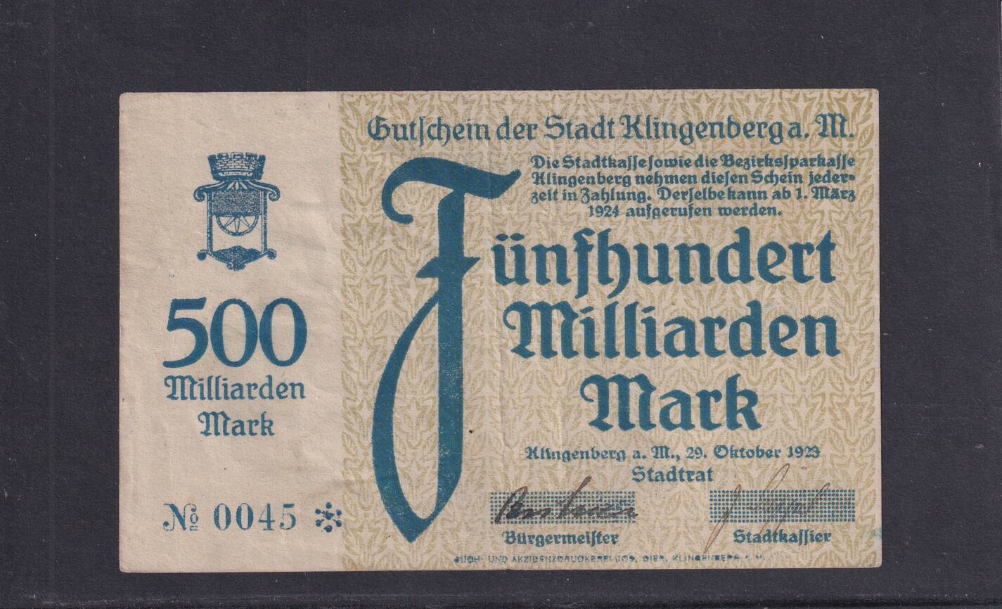 Weimarer Republik Bayern 500 Milliarden Mark 1923 Klingenberg Am Main weimarer-republik-bayern-500-milliarden-mark-1923-klingenberg-am-main
