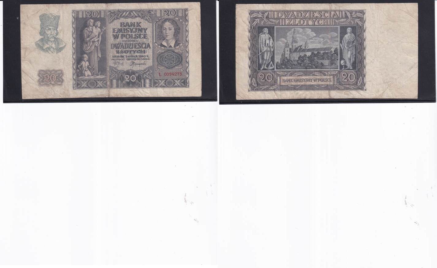 Drittes Reich Generalgouvernement Polen 20 Zlotych 1940 Ro575 Zwk