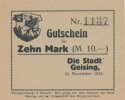 Deutsches Reich, Sachsen, 10 Mark Geising, Stadt, -