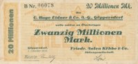 Deutsches Reich, Sachsen, 20 Mio. Mark Göppersdorf, Friedr.Anton Köbke auf Hugo Eigner, -