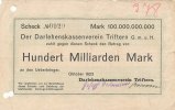 Deutsches Reich, Bayern, 100 Mrd.Mark Triftern, Darlehenskassenverein, -