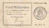 Deutsches Reich, Baden-Würtemberg, 5 Mrd.Mark Tiengen,Stadt, -
