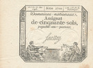 Frankreich, 50 Sols Assignat, -