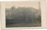 Ansichtskarte,Fotokarte, 1914-1918 Deutsches Reich,Kaiserreich, Panzer, ein englischer Panzer auf den Bahnhof von Donai, beschrieben,