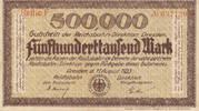 Deutsches Reich,Weimarer Republik, 500000 Mark, Reichbahndirektion Dresden, Wz.G-S Muster, -