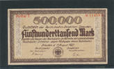 Deutsches Reich,Weimarer Republik, 500000 Mark, Reichbahndirektion Dresden, Wz.Hakenmäander, -