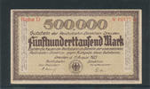 Deutsches Reich,Weimarer Republik, 500000 Mark, Reichbahndirektion Dresden, Wz.Hakenmäander, -
