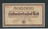 Deutsches Reich,Weimarer Republik, 500000 Mark, Reichbahndirektion Dresden, Wz.Hakenmäander, -