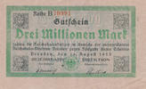 Deutsches Reich,Weimarer Republik, 3 Millionen Mark, Reichbahndirektion Dresden, -