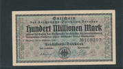 Deutsches Reich,Weimarer Republik, 100 Millionen Mark, Reichbahndirektion Dresden, -