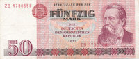 Deutschland,DDR, 50 Mark 1971 Ro.360b Typensatz,Ersatznote, gebraucht III, 5.85 US$ Tax included +  10.56 US$ shipping
