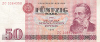 Deutschland,DDR, 50 Mark 1971 Ro.360b Typensatz,Ersatznote, gebraucht III, 5.85 US$ Tax included +  10.56 US$ shipping
