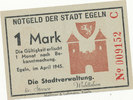 Deutsches Reich,Sachsen Anhalt, 1 Mark Egeln Stadtverwaltung, -