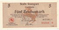 Deutsches Reich,Baden Würtemberg, 5 Mark Stuttgart Stadt, -