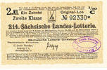 Deutsches Reich, Sachsen, Lotterie Los Leipzig, Staatslotterie Einnahme:C.Louis Taeuber Leipzig, -