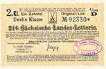 Deutsches Reich, Sachsen, Lotterie Los Leipzig Staatslotterie Einnahne, C.Louis Taeuber, -