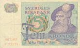 Schweden 5 Kronor 1977 Sammlerbanknote, stark gebraucht IV+, 4.68 US$ Tax included +  10.56 US$ shipping