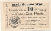 Deutsches Reich, Westpreußen, 10 Pfennig, Gorzno, -
