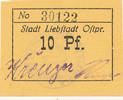 Deutsches Reich,Ostpreußen, 10 Pfennig Liebstadt,Stadt, -