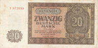 Deutschland,DDR, 20 Mark Ro.344a KN 6stellig, Serie:Y, UdSSR Druck, -