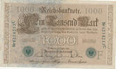Deutsches Reich, Weimarer Republik, 1000 Mark Ro.46b,DEU-69,KN 7stellig, grün, Serie:C, Udr. Bst.: F, -