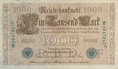 Deutsches Reich, Weimarer Republik, 1000 Mark Ro.46b,DEU-69,KN 7stellig, grün, Serie:C, Udr. Bst.: F, -