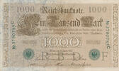 Deutsches Reich, Weimarer Republik, 1000 Mark Ro.46b,DEU-69,KN 7stellig, grün, Serie:C, Udr. Bst.: F, -