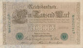 Deutsches Reich, Weimarer Republik, 1000 Mark Ro.46b,DEU-69,KN 7stellig, grün, Serie:B, Udr. Bst.: E, -