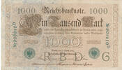 Deutsches Reich, Weimarer Republik, 1000 Mark Ro.46a,DEU-69,KN 6stellig, grün, Serie:D, Udr. Bst.: G, -