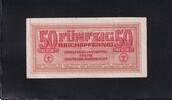Drittes Reich, Deutsche Wehrmacht, Ro.504, DWM-5, Wz. Kreuzblüten, 50 Reichspfennig (1942-1944) gebraucht III-,