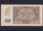 Drittes Reich, Generalgouvernement, 10 Zlotych Ro.574a,ZWK-29a, Serie :H, ohne Punkt nach H, -