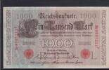 Kaiserreich, Deutsche Reichsbank, 1000 Mark Ro.45c,DEU-40c, Siegel rot, KN 7stellig, Serie: F, Udr.Bst. L, Inflationsausg., -