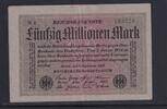 Weimarer Republik, Reichsbank, 50 Millionen Mark Ro.108c, DEU-122c, Papier grau, Wz. Kreuzblüten, FZ: schwarz, Serie: N 1, -