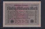 Weimarer Republik, Reichsbank, 50 Millionen Mark Ro.108c, DEU-122c, Papier grau, Wz. Kreuzblüten, Serie: AB, KN dunkelgrün, -