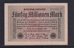 Weimarer Republik, Reichsbank, 50 Millionen Mark Ro.108j, DEU-123f, Papier Weiß, Wz. Rauten, KN: 6 stellig ,FZ: schwarz FG, -