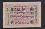 Weimarer Republik, Reichsbank, 50 Millionen Mark Ro.108j, DEU-123f, Papier Weiß, Wz. Rauten , KN: 6 stellig ,FZ: schwarz GB, -
