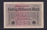 Weimarer Republik, Reichsbank, 50 Millionen Mark Ro.108l, DEU-123a, Papier weiß, Wz. Gitter, FZ: UB schwarz, KN: grün, -