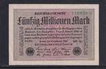 Weimarer Republik, Reichsbank, 50 Millionen Mark Ro.108l, DEU-123a, Papier weiß, Wz. Gitter, FZ: NF schwarz, KN: grün, -