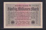 Weimarer Republik, Reichsbank, 50 Millionen Mark Ro.108l, DEU-123a, Papier weiß, Wz. Gitter, FZ: HR schwarz, KN: grün, -