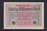 Weimarer Republik, Reichsbank, 50 Millionen Mark Ro.108l, DEU-123a, Papier weiß, Wz. Gitter, FZ: HR schwarz, KN: grün, -