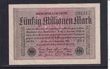 Weimarer Republik, Reichsbank, 50 Millionen Mark Ro.108l, DEU-123a, Papier weiß, Wz. Gitter, FZ: DV schwarz, KN: grün, -