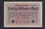 Weimarer Republik, Reichsbank, 50 Millionen Mark Ro.108K, DEU-123d, Papier weiß, Wz. Sterne mit S, FZ: KH schwarz, KN: grün, -