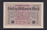 Weimarer Republik, Reichsbank, 50 Millionen Mark Ro.108h, DEU-123c, Papier weiß, Wz. Ringe, FZ: SD schwarz, KN: grün, -
